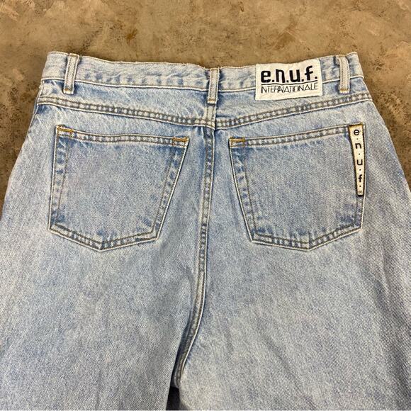 Vintage 90s Enuf International Classic Light Wash High Waisted Tapered Mom Jeans - Picture 10 of 14